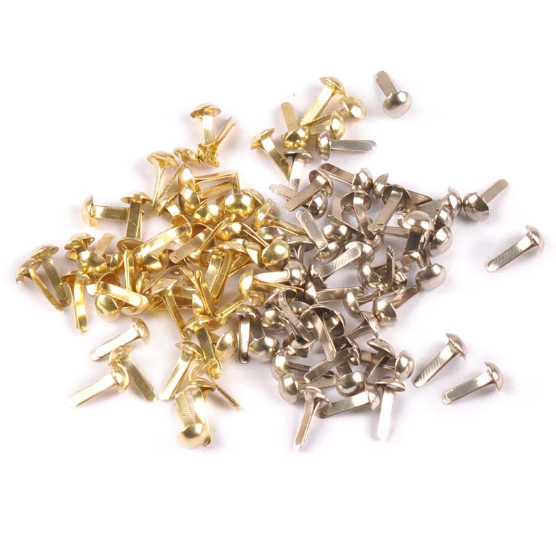 Embellishments For Scrapbooking - 100 Buah Perak Campuran/Emas Bulat Brad