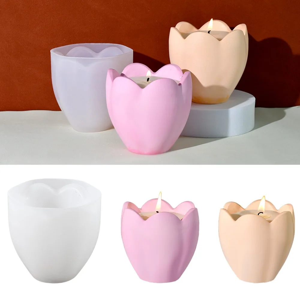 Craft Embellishment Storage - Pemegang Lilin Tulip silikon cetakan bunga