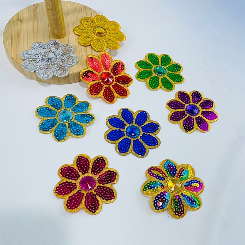 Applique Patch Flower - 10 Buah Aplikasi Payet Bunga, Aplikasi