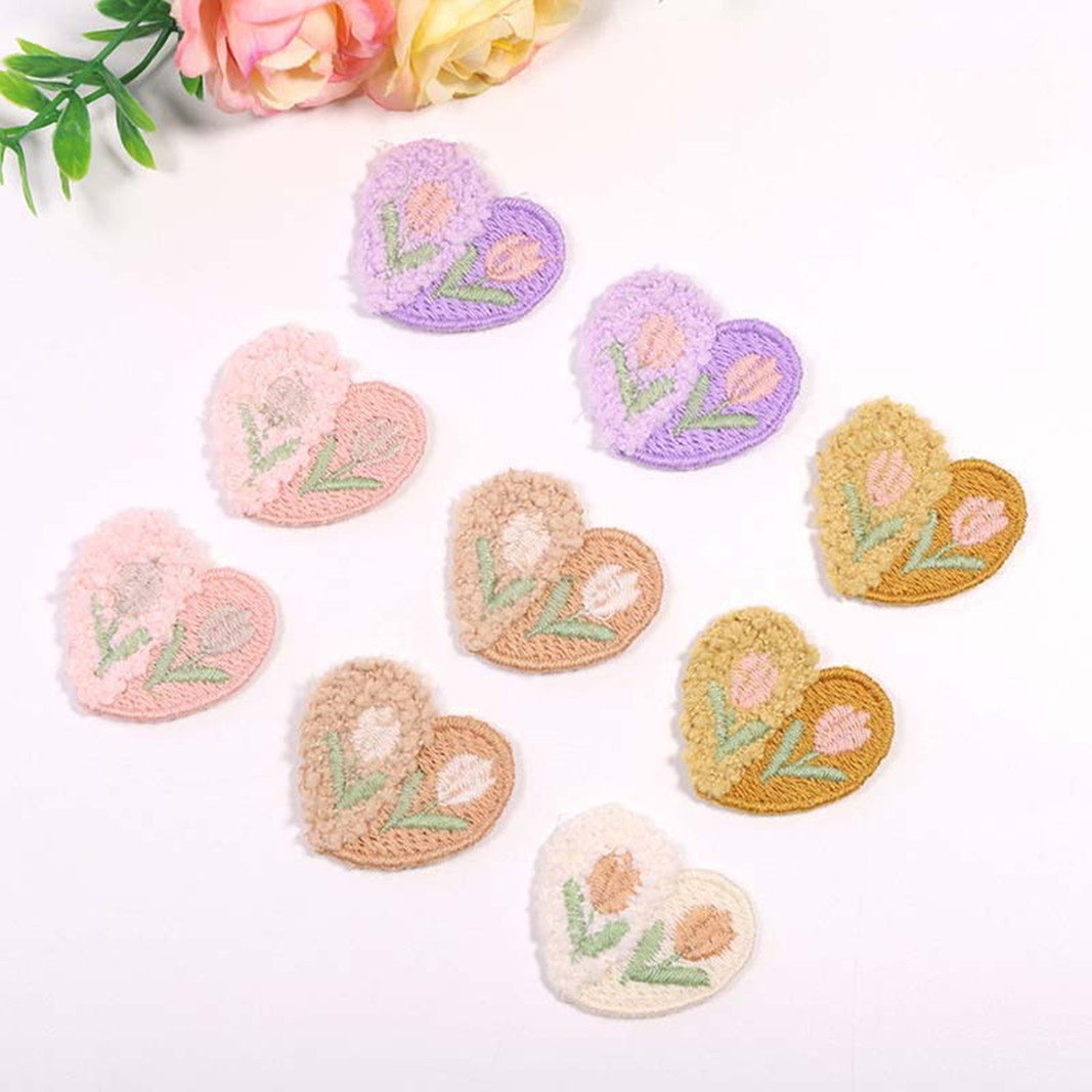 Applique Patch Flower - Applique bunga cinta mewah wol 10