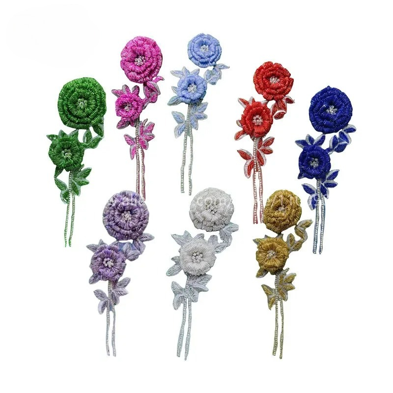 Applique Patch Flower - Bunga Dada Mawar Berhias Manik-Manik Buatan