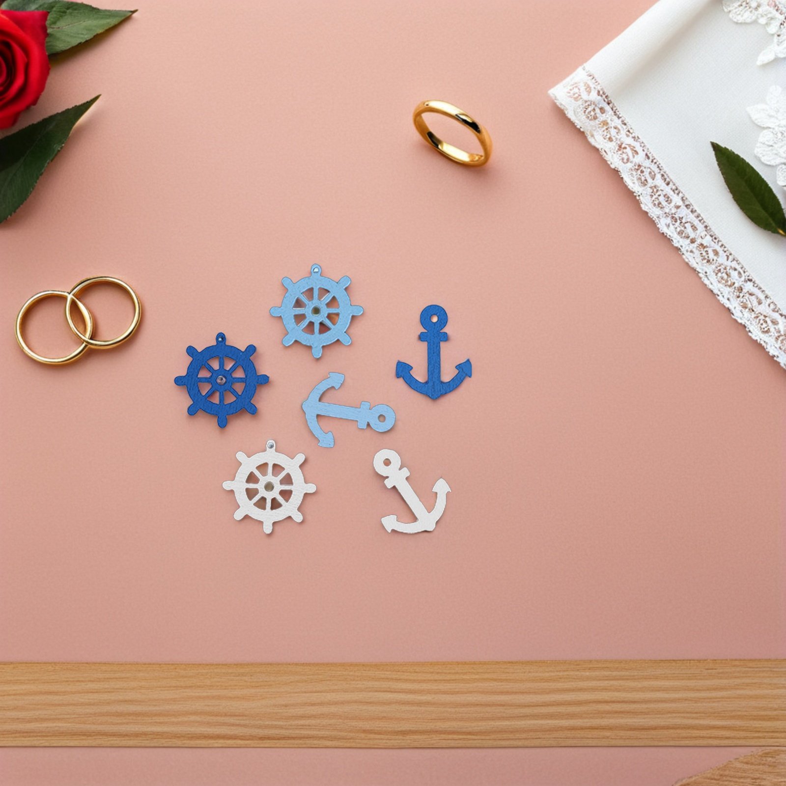 Embellishments For Scrapbooking - 100 Buah Liontin Mini Jangkar Kayu