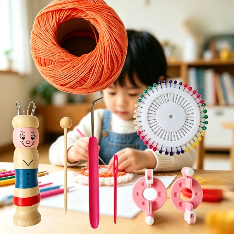 Pom Pom Maker Tool - Alat Rajut Boneka Kayu French Knitter