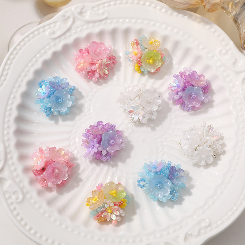 Applique Patch Flower - 2 Buah Patch Bunga Kristal untuk
