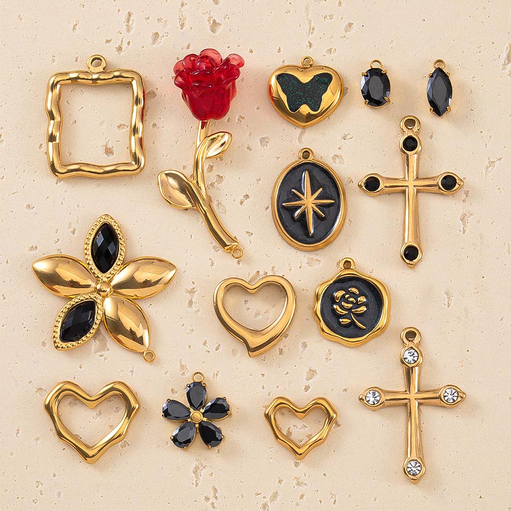 2 Buah Liontin Salib Bunga Baj - Embellishment Crafts ulasan dan harga