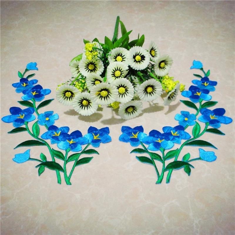 1/2 buah Patch bunga biru bagu - Applique Patch Flower ulasan dan harga