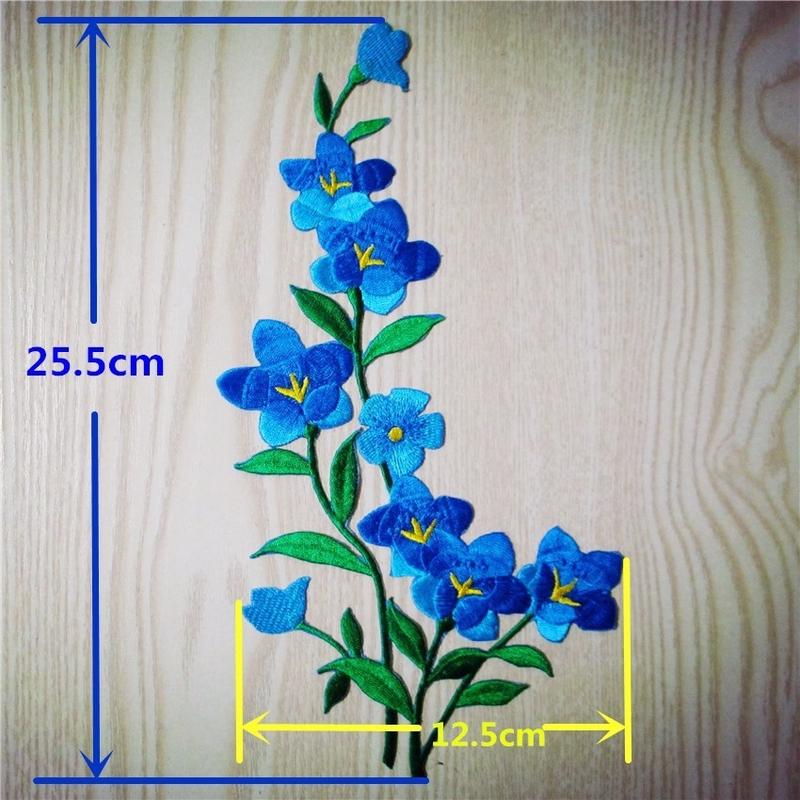 1/2 buah Patch bunga biru bagu - Applique Patch Flower ulasan dan harga
