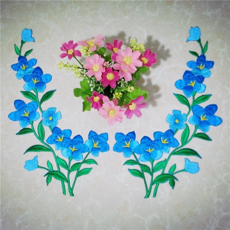 1/2 buah Patch bunga biru bagu - Applique Patch Flower ulasan dan harga