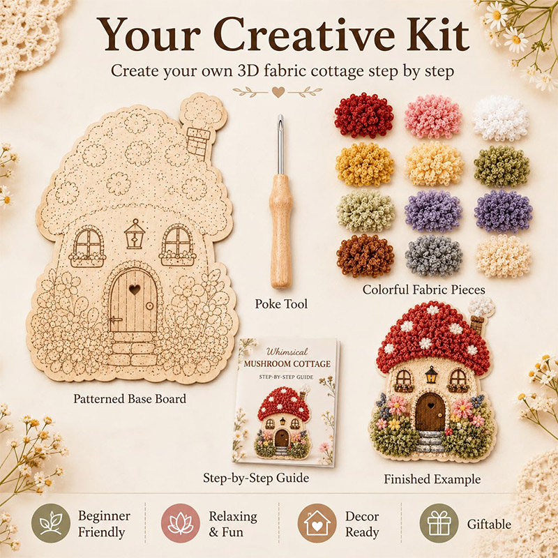 Kit DIY Seni Poke Rumah Jamur  - Embroidery Craft ulasan dan harga
