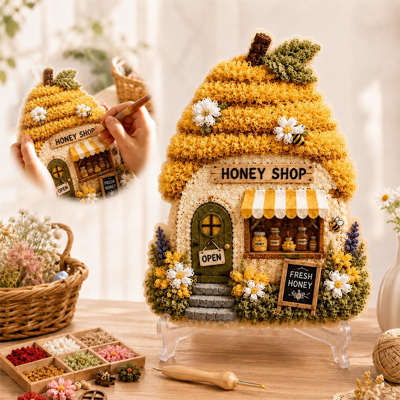 Kit DIY Seni Poke Rumah Jamur  - Embroidery Craft ulasan dan harga