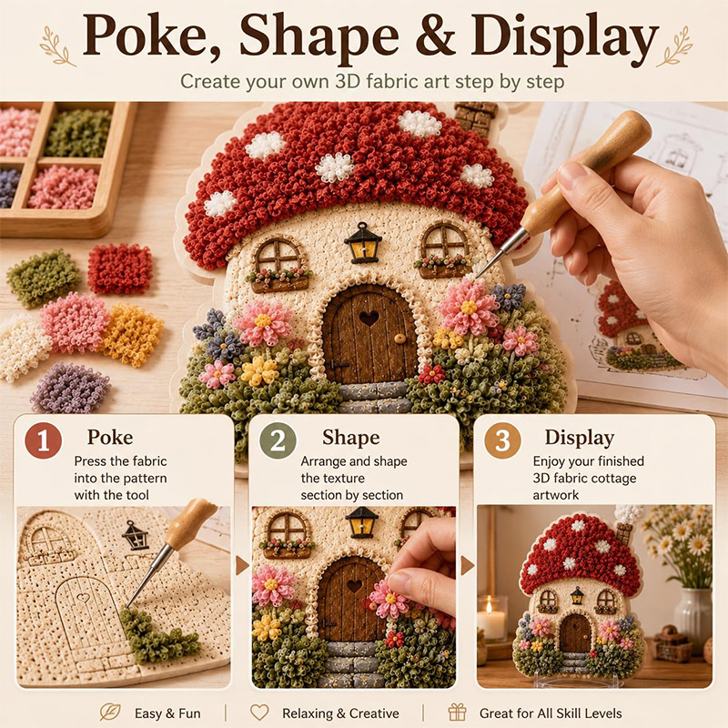 Kit DIY Seni Poke Rumah Jamur  - Embroidery Craft ulasan dan harga
