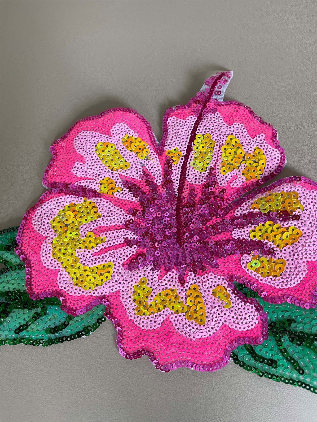 1 buah 26CM payet merah muda b - Applique Patch Flower ulasan dan harga